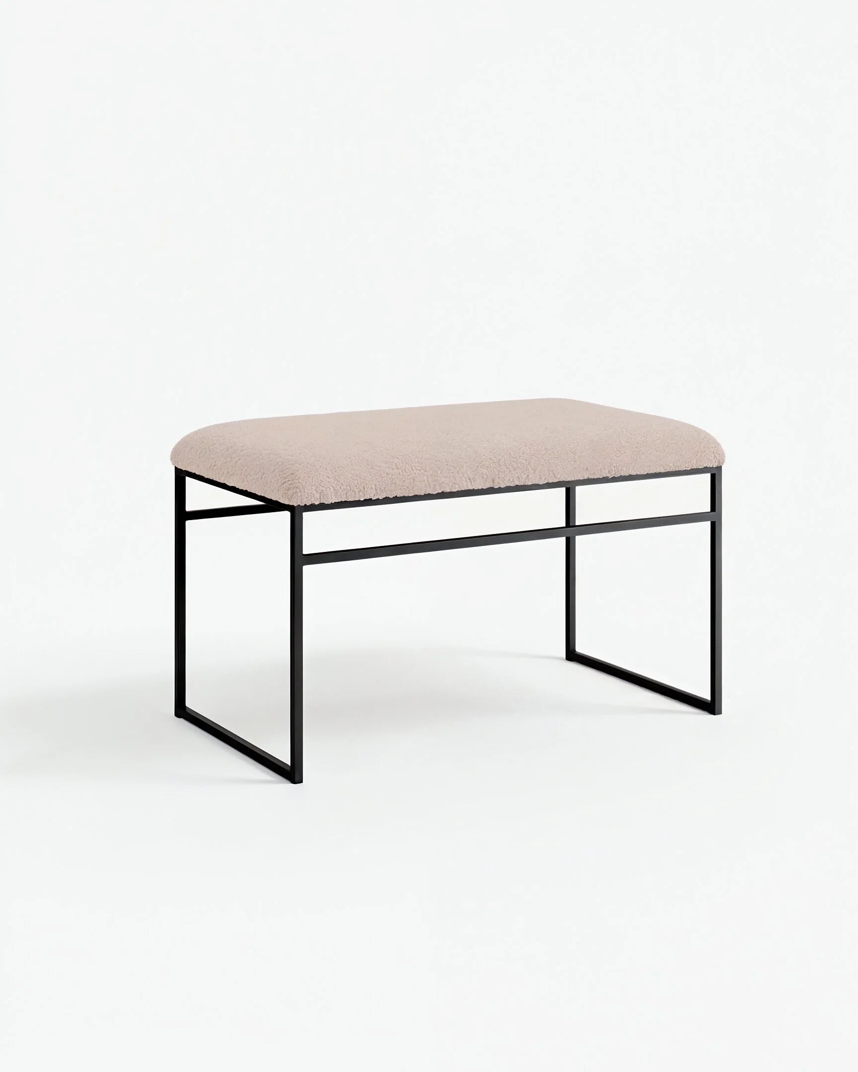 Wilma Bänk - Svart  - Greige bouclé